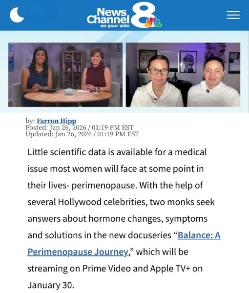 News Channel 8 NBC florida Balance docuseries news Sadhvi Anubhuti Sadhvi Siddhali Shree Best perimenopause